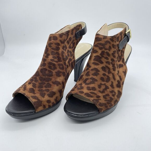 Naturalizer N5 Comfort Danby Peep Toe Ankle Strap Heels Women's 9.5M Animal Prin - Picture 15 of 16